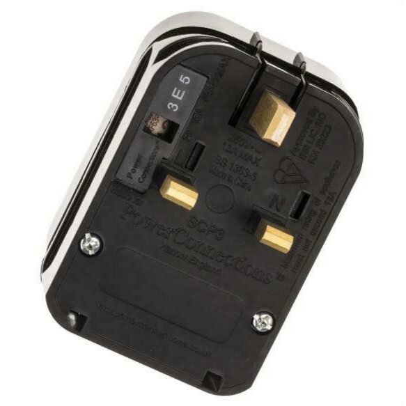 PowerConnections SCHUKO (EU) TO UK Plug Black 13 amp SCP3